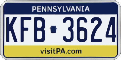 PA license plate KFB3624