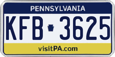 PA license plate KFB3625