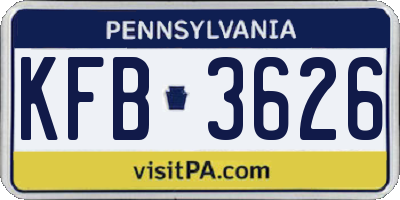 PA license plate KFB3626