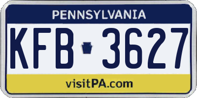 PA license plate KFB3627