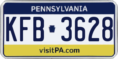 PA license plate KFB3628