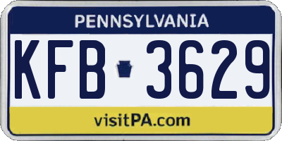 PA license plate KFB3629