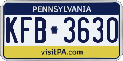 PA license plate KFB3630