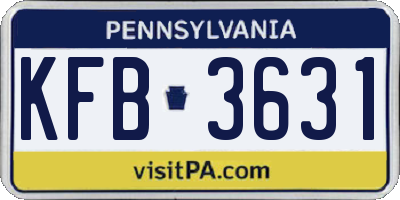PA license plate KFB3631