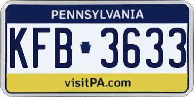 PA license plate KFB3633