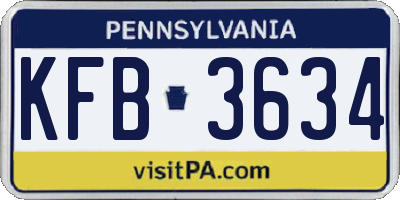PA license plate KFB3634