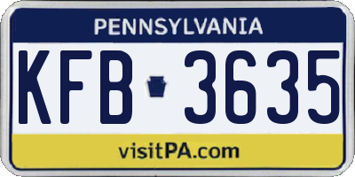 PA license plate KFB3635