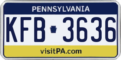 PA license plate KFB3636