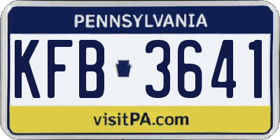 PA license plate KFB3641