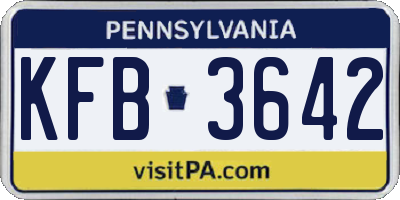 PA license plate KFB3642