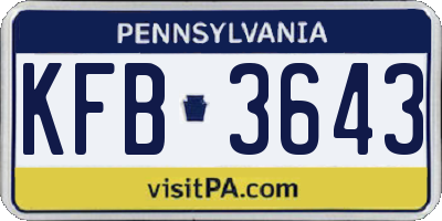 PA license plate KFB3643