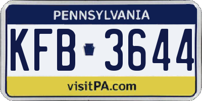 PA license plate KFB3644