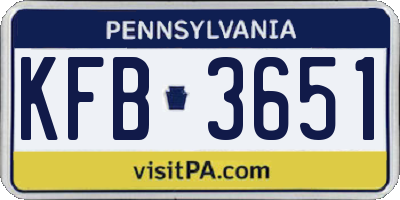 PA license plate KFB3651