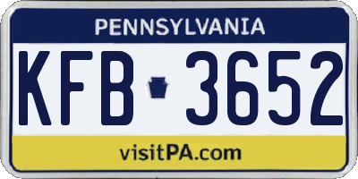 PA license plate KFB3652
