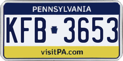 PA license plate KFB3653