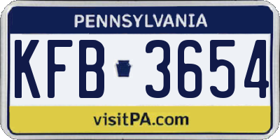 PA license plate KFB3654