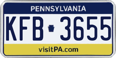PA license plate KFB3655