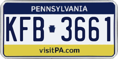 PA license plate KFB3661