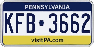 PA license plate KFB3662