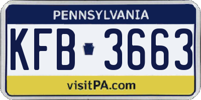 PA license plate KFB3663