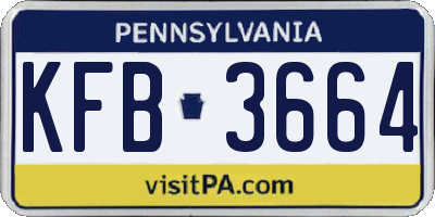 PA license plate KFB3664