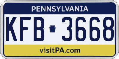 PA license plate KFB3668