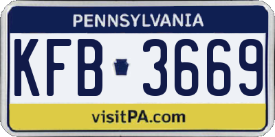 PA license plate KFB3669