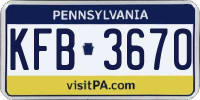 PA license plate KFB3670