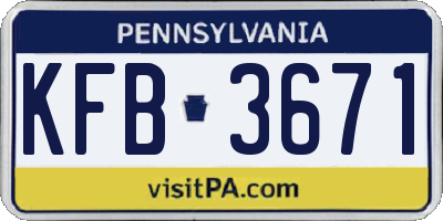 PA license plate KFB3671