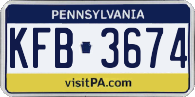 PA license plate KFB3674