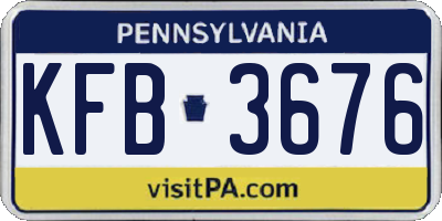 PA license plate KFB3676
