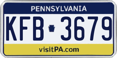 PA license plate KFB3679