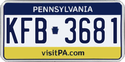 PA license plate KFB3681
