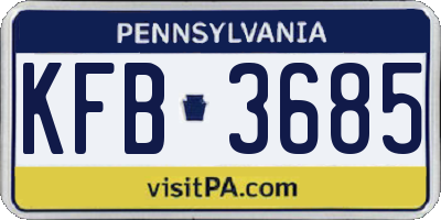 PA license plate KFB3685