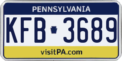 PA license plate KFB3689