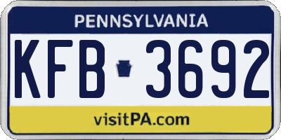 PA license plate KFB3692