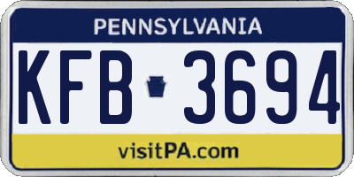 PA license plate KFB3694