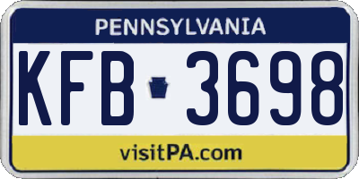 PA license plate KFB3698