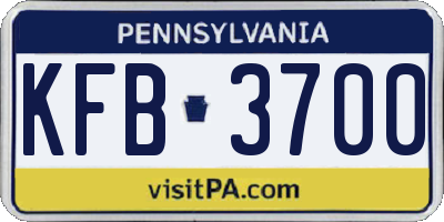 PA license plate KFB3700