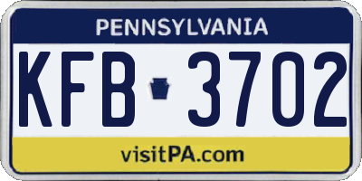 PA license plate KFB3702