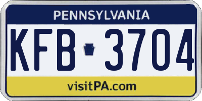 PA license plate KFB3704