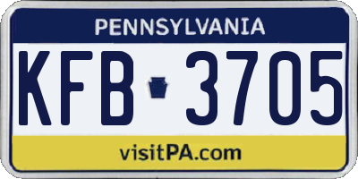PA license plate KFB3705