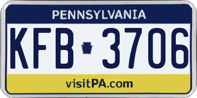 PA license plate KFB3706