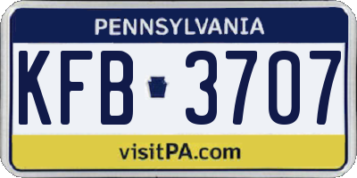 PA license plate KFB3707