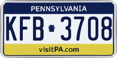 PA license plate KFB3708