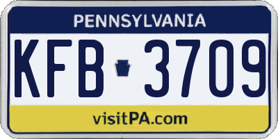 PA license plate KFB3709