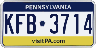 PA license plate KFB3714