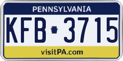 PA license plate KFB3715