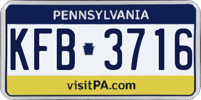 PA license plate KFB3716