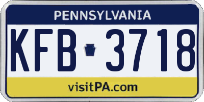 PA license plate KFB3718